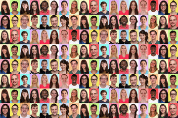Hintergrund junge Leute Menschen Portrait People Gruppe Menschengruppe Menschenmenge multikulturell