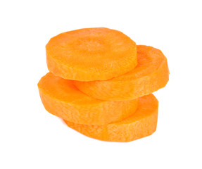 Carrot slices on a white background