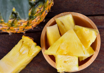 pineapple isolated on wood