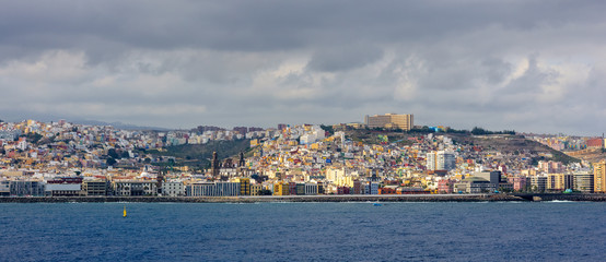Fototapeta na wymiar Las Palmas, Spain. Panoramic view from sea