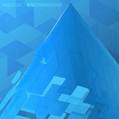 Vector abstract background 3d pyramid collected from triangular polygons for creative high-tech design