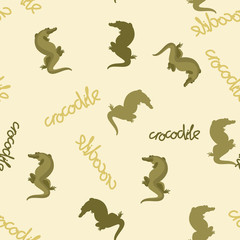 crocodile stylized vector seamless pattern on background