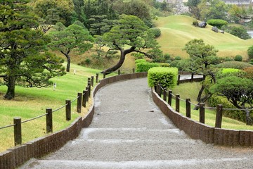 Suizenji Jojuen park in Kumamoto, Japan in memory of Hosokawa Tadatoshi, boss of samurai clan
