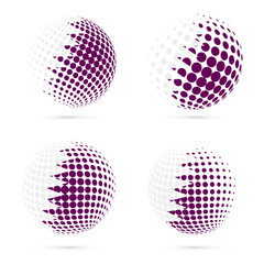 Qatar halftone flag set patriotic vector design. 3D halftone sphere in Qatar national flag colors isolated on white background.