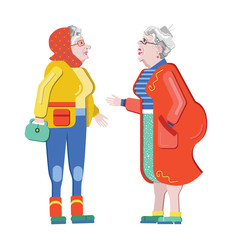 Friendship of old people. Old Girlfriends. Older woman talking on the street. Old women discuss retirement. Senior having fun. Old woman in a scarf. Best friends. Senior shopping