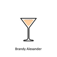 Brandy Alexander cocktail icon in flat style