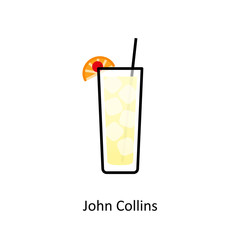John Collins cocktail icon in flat style