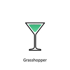 Grasshopper cocktail icon in flat style
