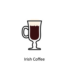 Irish Coffee cocktail icon in flat style