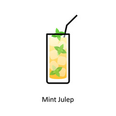 Mint Julep cocktail icon in flat style