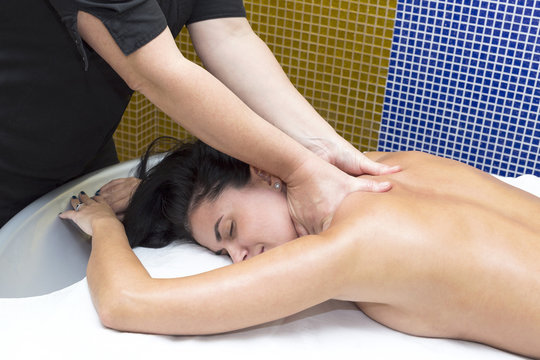 Woman in a beauty salon doing massage 