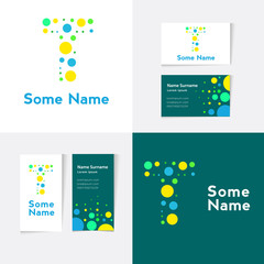 Creative Letter T design vector template on The Business Card Template. Abstract Colorful Alphabet .Friendly funny.ABC Typeface.Type Characters Logotype symbols.Abstract Colorful Alphabet