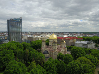 Riga Old Town Aerial drone top view