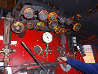 Steam locomotive, control interior
