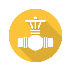 Gas pipe valve flat design long shadow icon