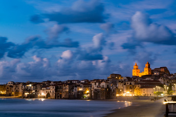 Long exposure, Sicily, small town of Cefalu, Sicily, south Italy, sea view, sunset