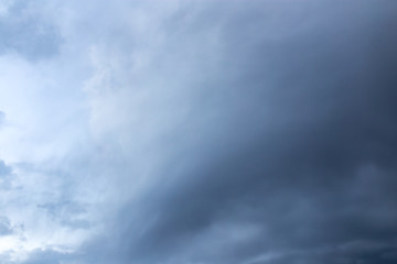 Beautiful clouds at sunset after rain as background .
