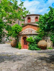 "A chapel in the ancient famous monastery Moni Limonos Monastery on the island of Lesbos in Greece.  "