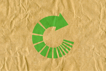 symbol for refuse reuse recycle with cardboard background