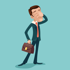 Disappointment Frustration Facepalm Businessman Cartoon Character Icon Retro Cartoon Design Vector Illustration