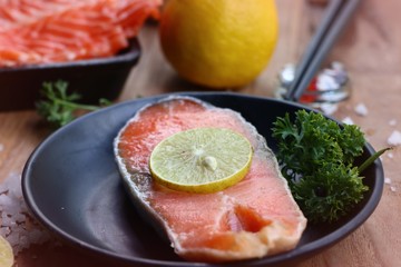 raw slice of salmon