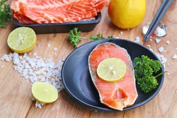 raw slice of salmon
