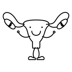 hand drawing contour caricature female reproductive system vector illustration