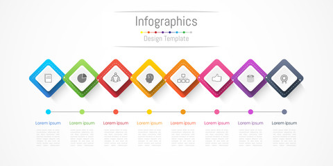 Infographic design elements for your business with 8 options, parts, steps or processes, Vector Illustration.