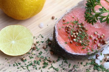 raw slice of salmon