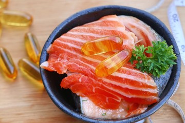 fish oil capsules with fresh