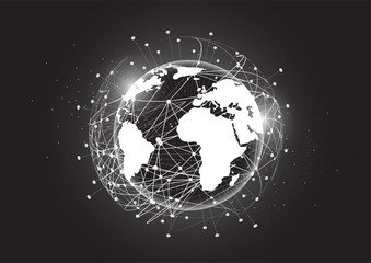 Global network connection. World map point and line composition concept of global business. Vector Illustration