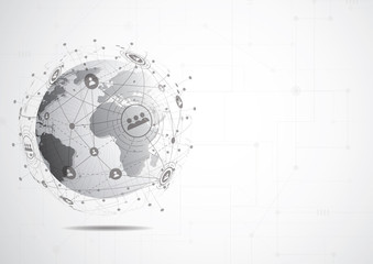 Global network connection. World map point and line composition concept of global business. Vector Illustration