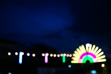 Blurred Background Thai temple festival fair in de-focus