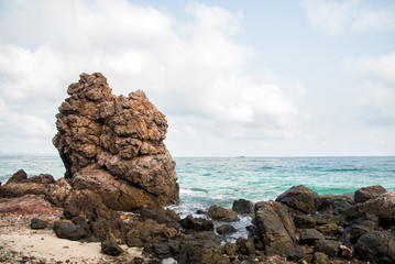 Giant rock on the beach at KhoLan Island, Pattaya city..