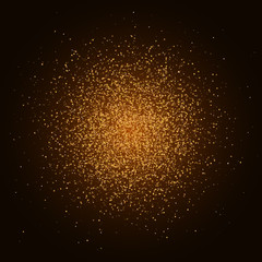 Gold magical dust is isolated on a black background. Template, footage for your projects. Christmas dust. Confetti for holidays. Vector illustration