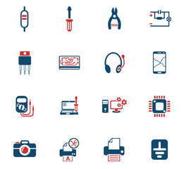 electronics repair icon set