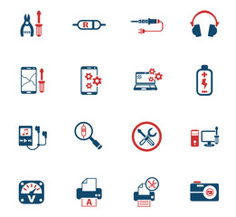 electronics repair icon set