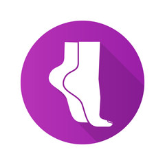 Woman's feet standing on tiptoe. Flat design long shadow icon