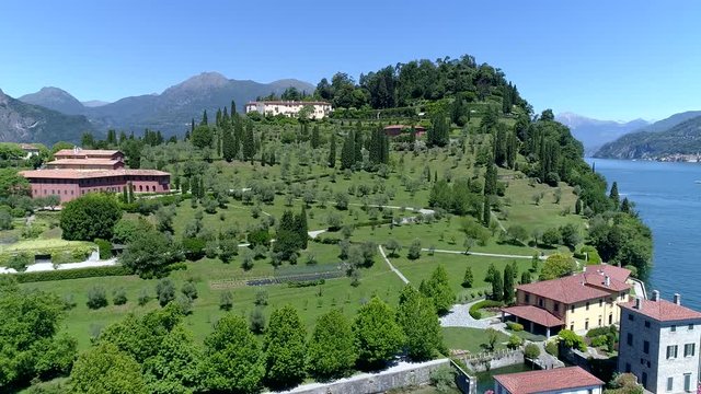 Aerial 4K - Bellagio - Pescallo - Lago di Como (IT) - Parco e Villa Serbelloni 