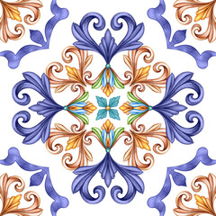 abstract seamless classic pattern, antique mosaic ornament, medieval acanthus background, mosaic ceramic tile, kaleidoscope
