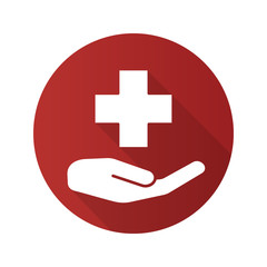 Medical care flat design long shadow icon