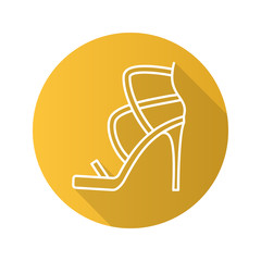High heel shoe flat linear long shadow icon