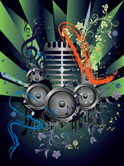 Plakat Grunge Speaker and Microphone