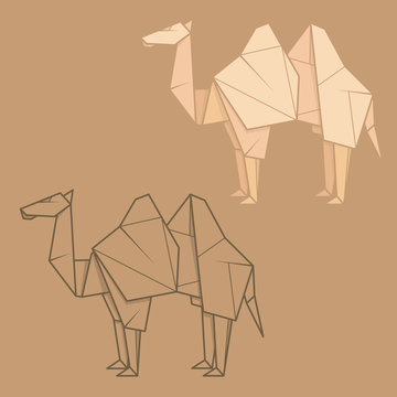 Set illustration paper origami of camel.