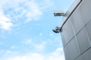 Spotlights on high building