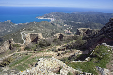 Castillo en ruinas de San Salvador de Verdera en la zona noreste de la costa brava en Girona Cataluña España