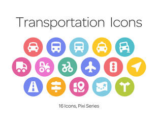 Transportation Icons, Pixi Series