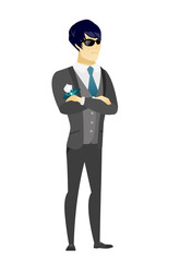 Confident groom in sunglasses.