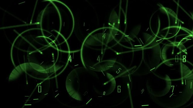 4k Circle round digit time clocks & digital wheels background,trade finance channel,stopwatch pointer space,contests games competition tunnel,mystery focus backdrop.