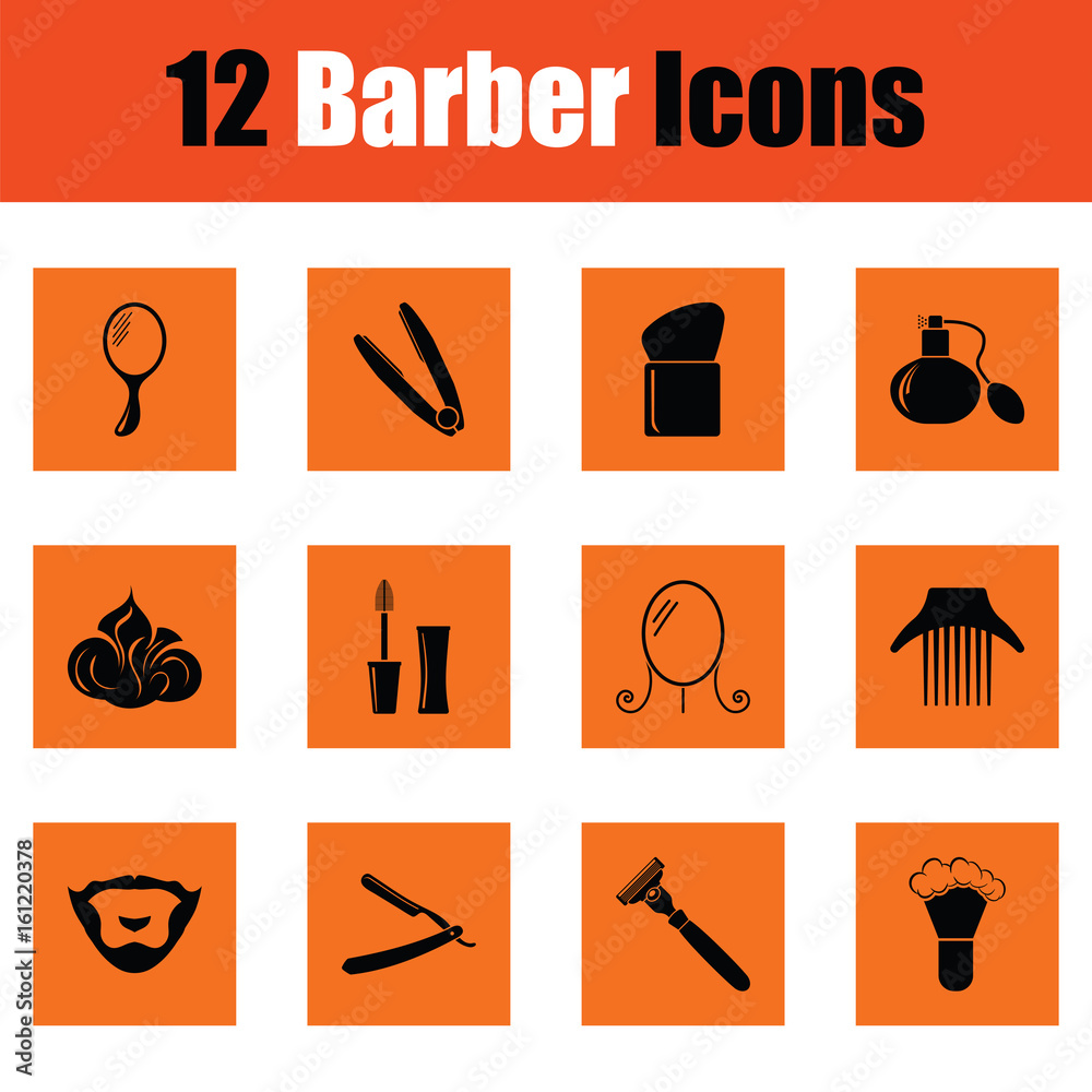 Poster barber icon set